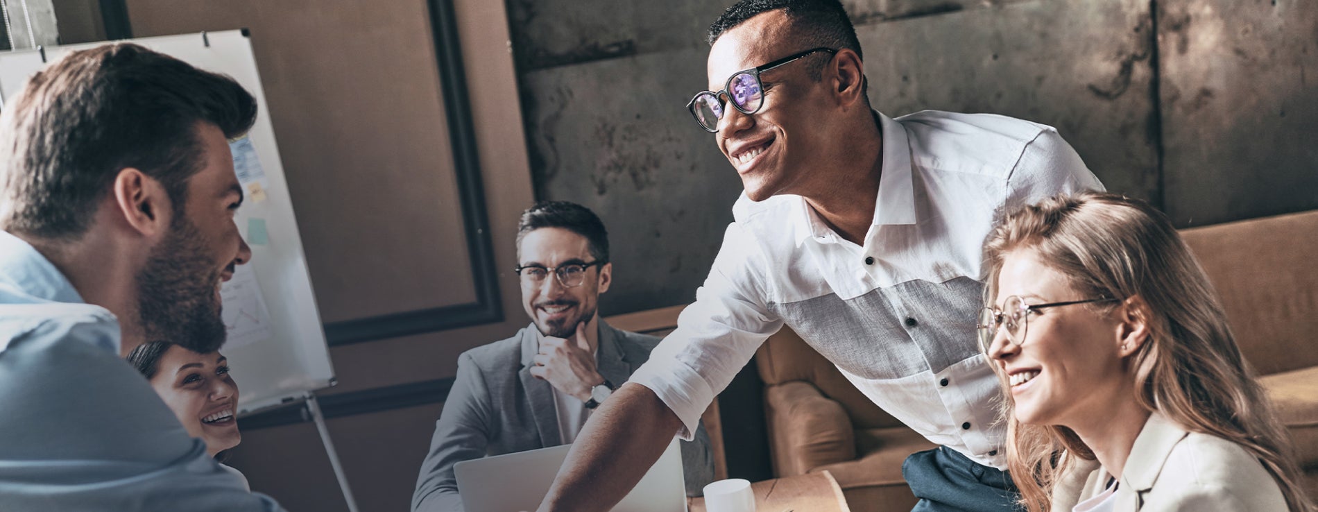 Two employees smiling